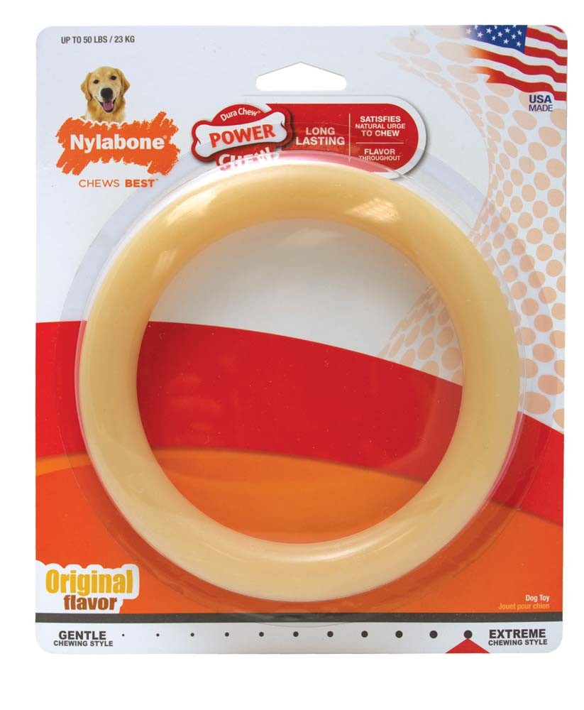 Nylabone Ring Power Chew Dog Toy Original 1ea/Large - Up To 50 lb