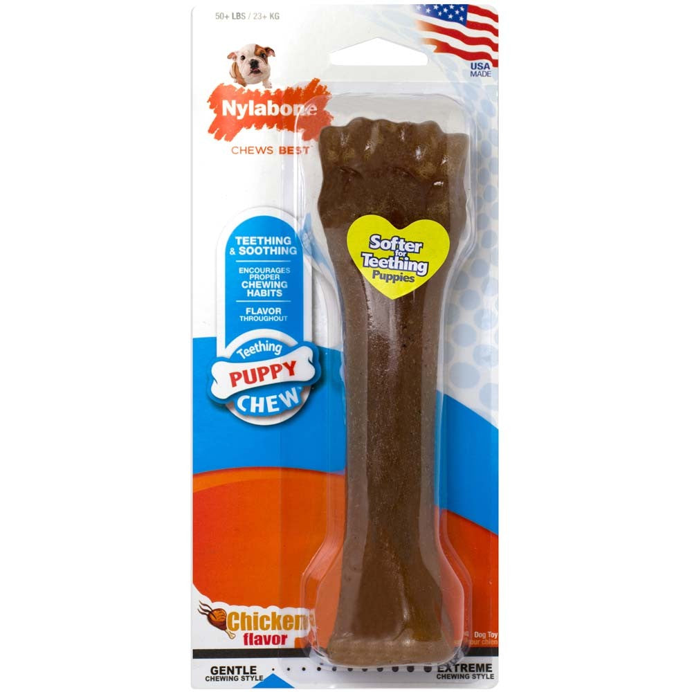 Nylabone Just for Puppies Teething Chew Toy Classic Bone Chicken 1ea/XL - 50+ lb