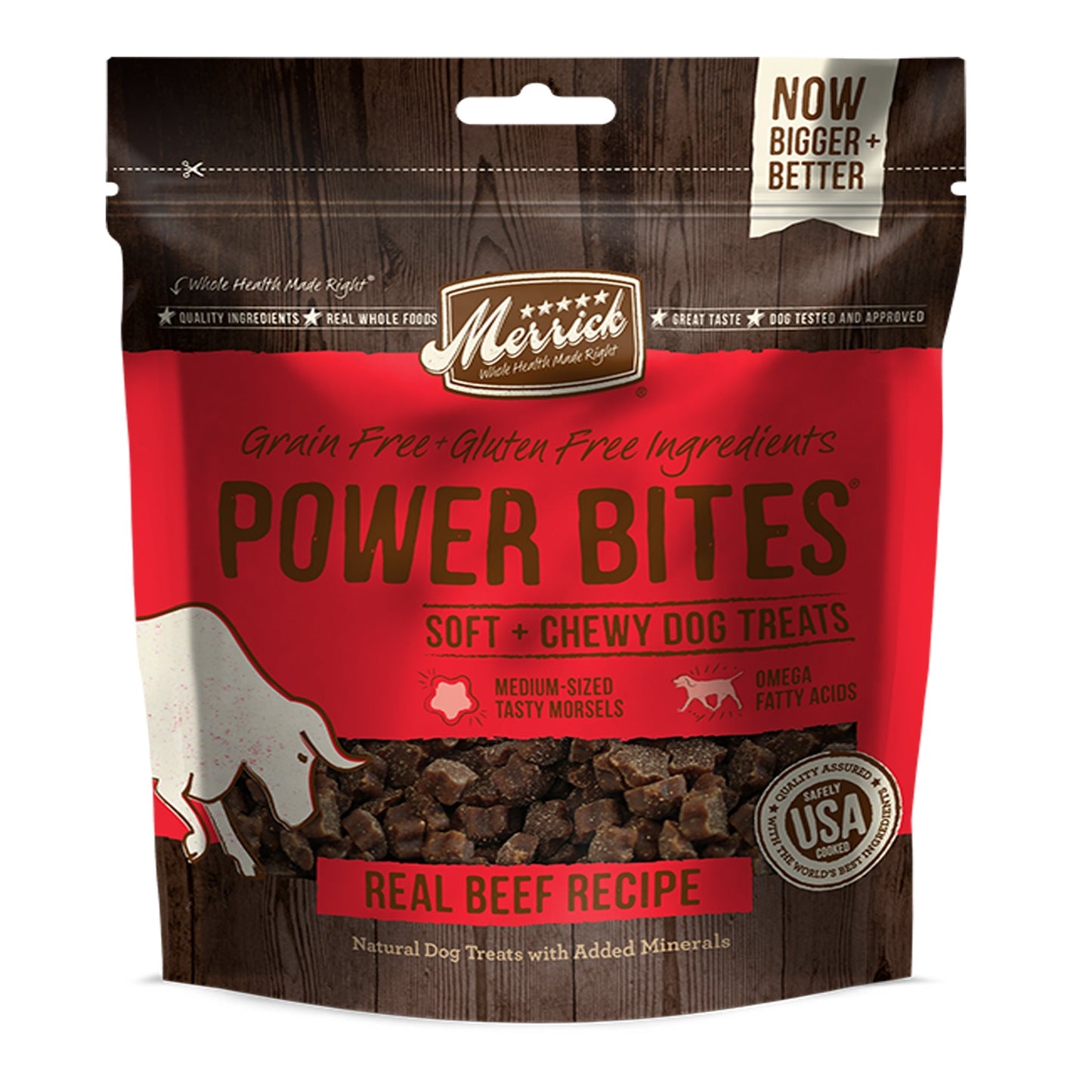 Merrick Power Bites Real Beef Recipe 6 oz,(Case Of 6)