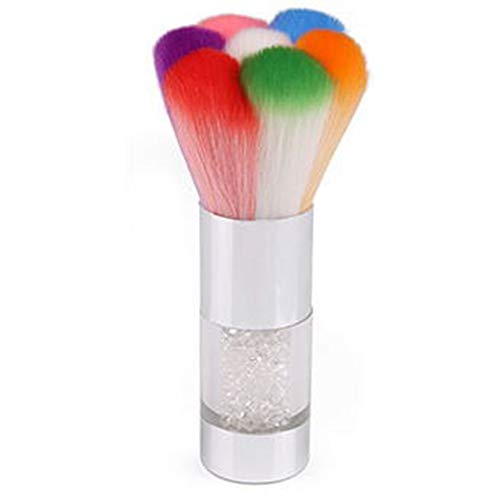 Nail Brush Nails Dust Cleaner Acrylic Colorful Makeup Brushes With Diamond Cleaning Dust Brushes Art Nail Tools (Silver)