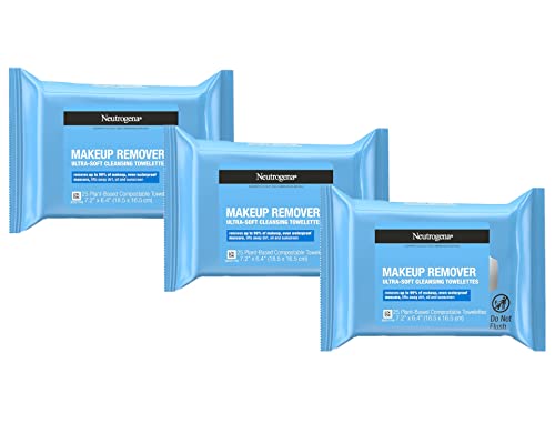 Neutrogena Hydrating Makeup Remover Face Wipes, Pre-Moistened Facial Cleansing Towelettes to Condition Skin & Remove Dirt, Oil, Makeup & Waterproof Mascara, Alcohol-Free, 25 Ct (Pack of 3)