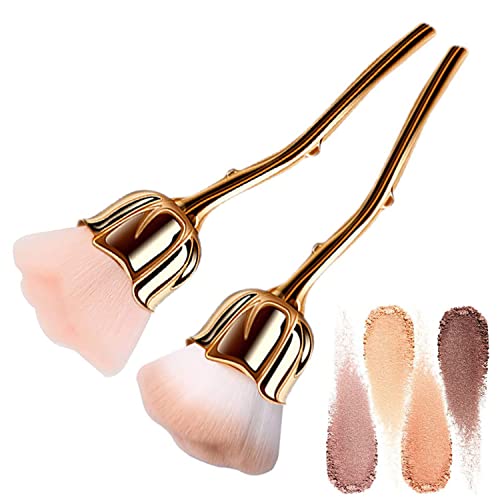 SILPECWEE 2Pcs Nail Dust Brush Rose Acrylic Nail Brush Cleaner Loose Dip Powder Makeup Soft Blush Brush Nail Duster Nail Brushes for Cleaning Dust Nail Art Tools