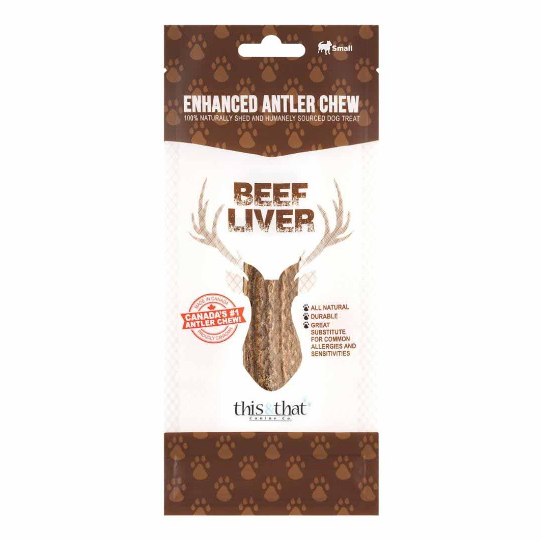 This & That Dog Enhanced Antler Chew Beef Liver Medium