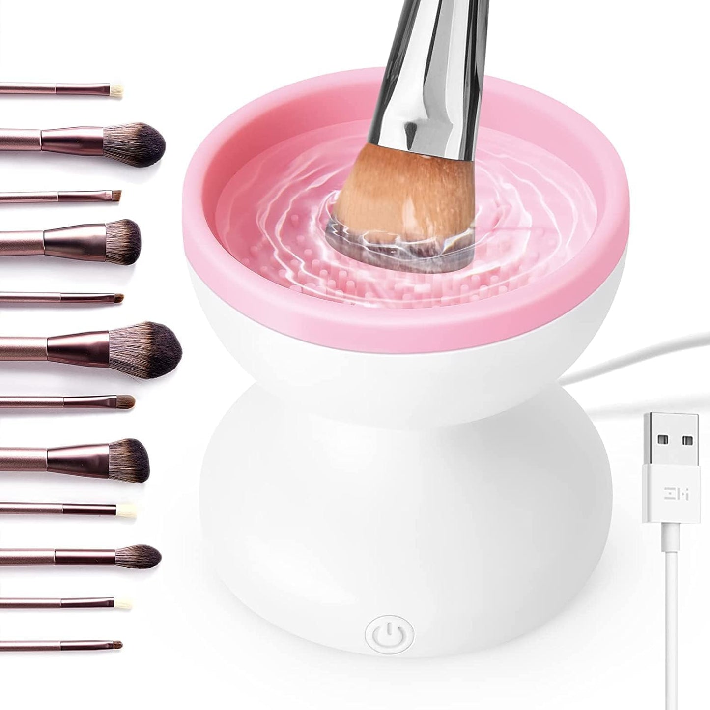FANS·JY Makeup Brush Cleaner, Electric Makeup Brush Cleaner Machine for Makeup Brush, Makeup Sponge, Double Brush, Gift for Women Mom Girlfriend