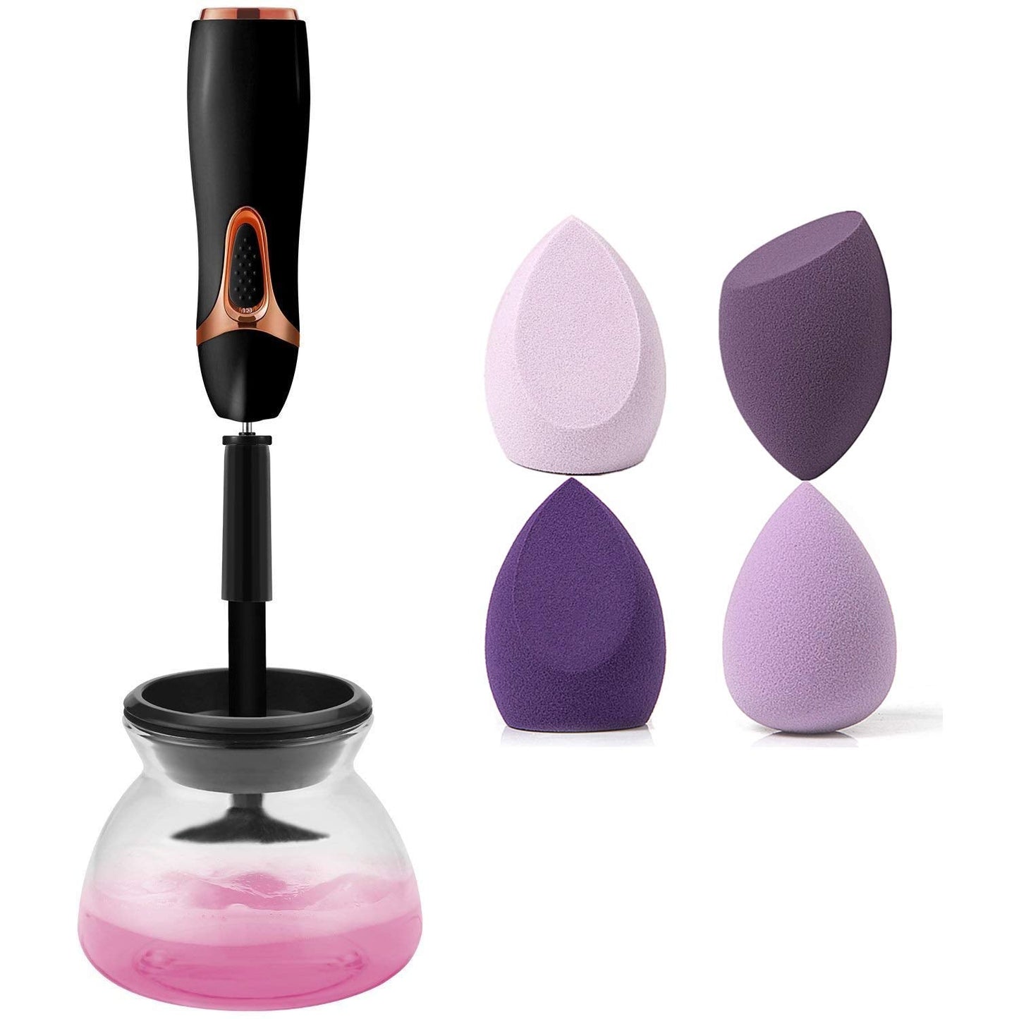 Makeup Brush Cleaner, Electric Cosmetic Brush Cleaner & Dryer Machine, The Best Professional Makeup Brush Cleaning Tool with 4PCS Soft Beauty Blender Sponges Flawless for Liquid, Cream, Powder (black)