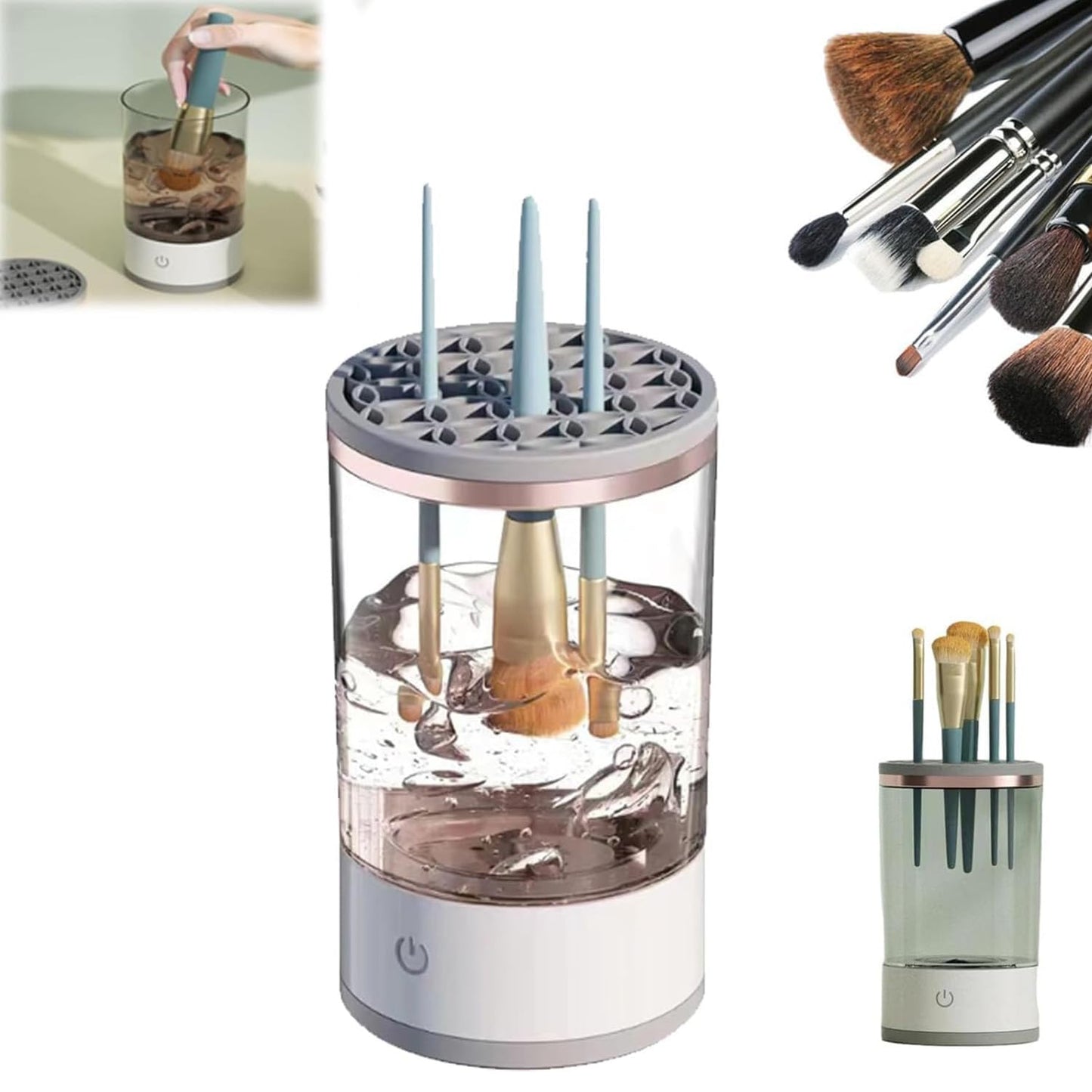 Brushly Pro Cosmetic Brush Cleaner, Brush Blender,Upgraded & No Need to Install, One-Click Operation, Suitable for All of Makeup Brushes (White)