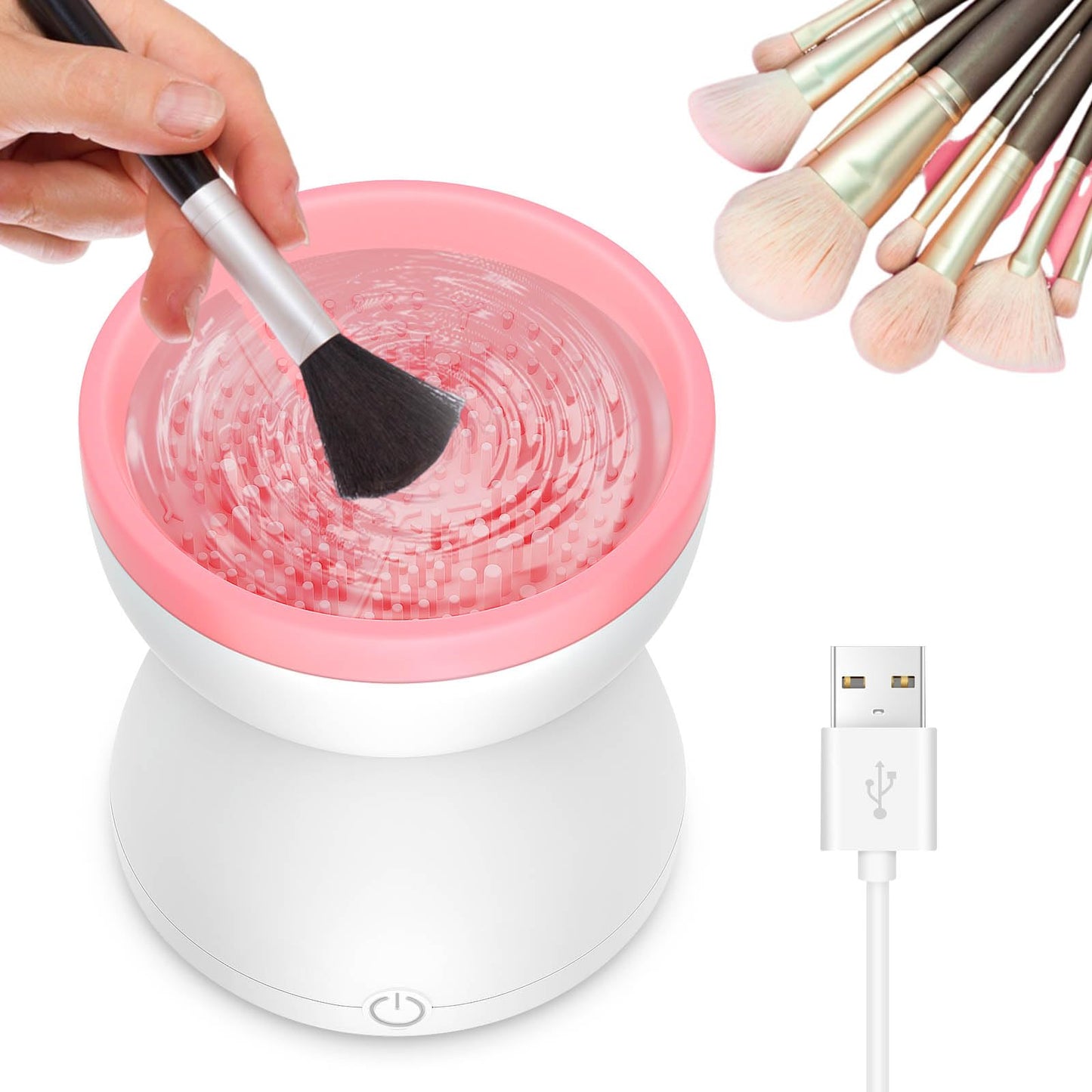 Electric Makeup Brush Cleaner Machine,Makeup Brushes Cleaner Tool for All Size Beauty Makeup Brushes Set,Automatic Cosmetic Paint Brush Cleaner Spinner