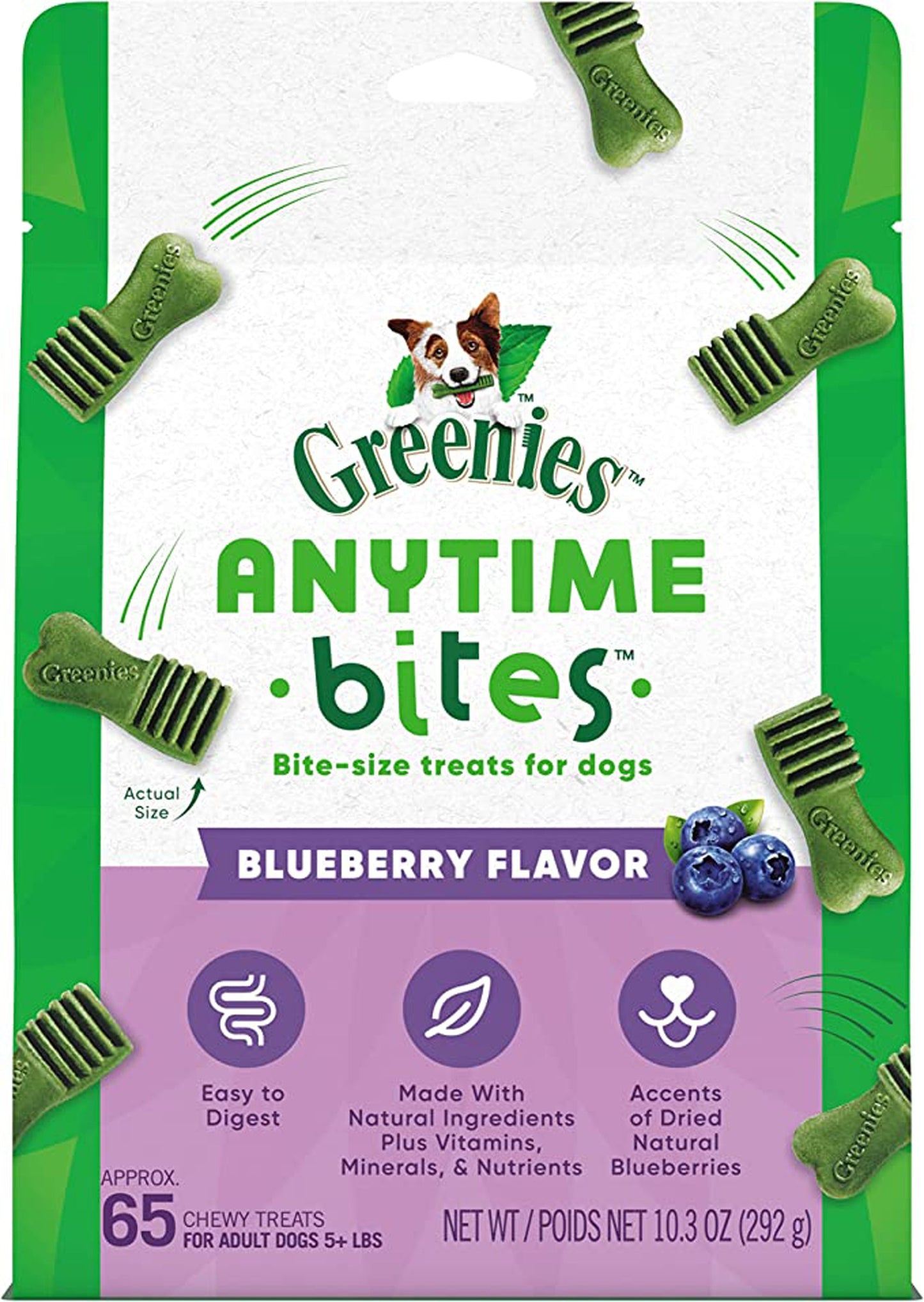 Greenies Anytime Bites Bite-Size Dog Dental Treats Blueberry 1ea/10,3 oz