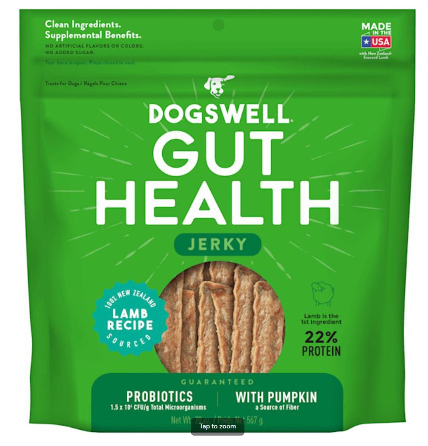 Dogswell Dog Gut Health Jerky Grain Free Lamb 20oz,