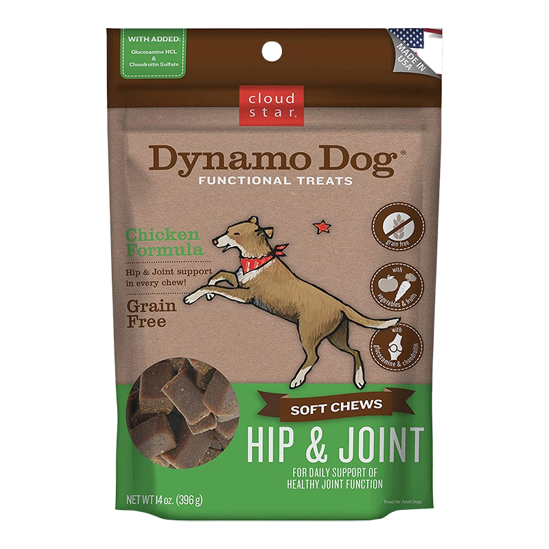 Cloud Star Dynamo Dog Hip and Joint Soft Chews Chicken Formula Dog Treats, 14oz, Bag