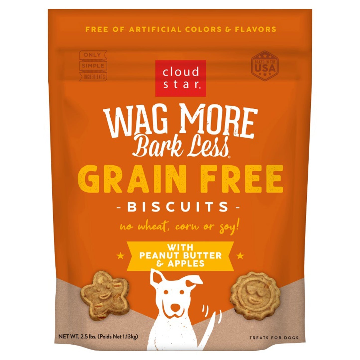 Cloudstar WAG MORE DOG GRAIN FREE PEANUT BUTTER and APPLES 2,5LB