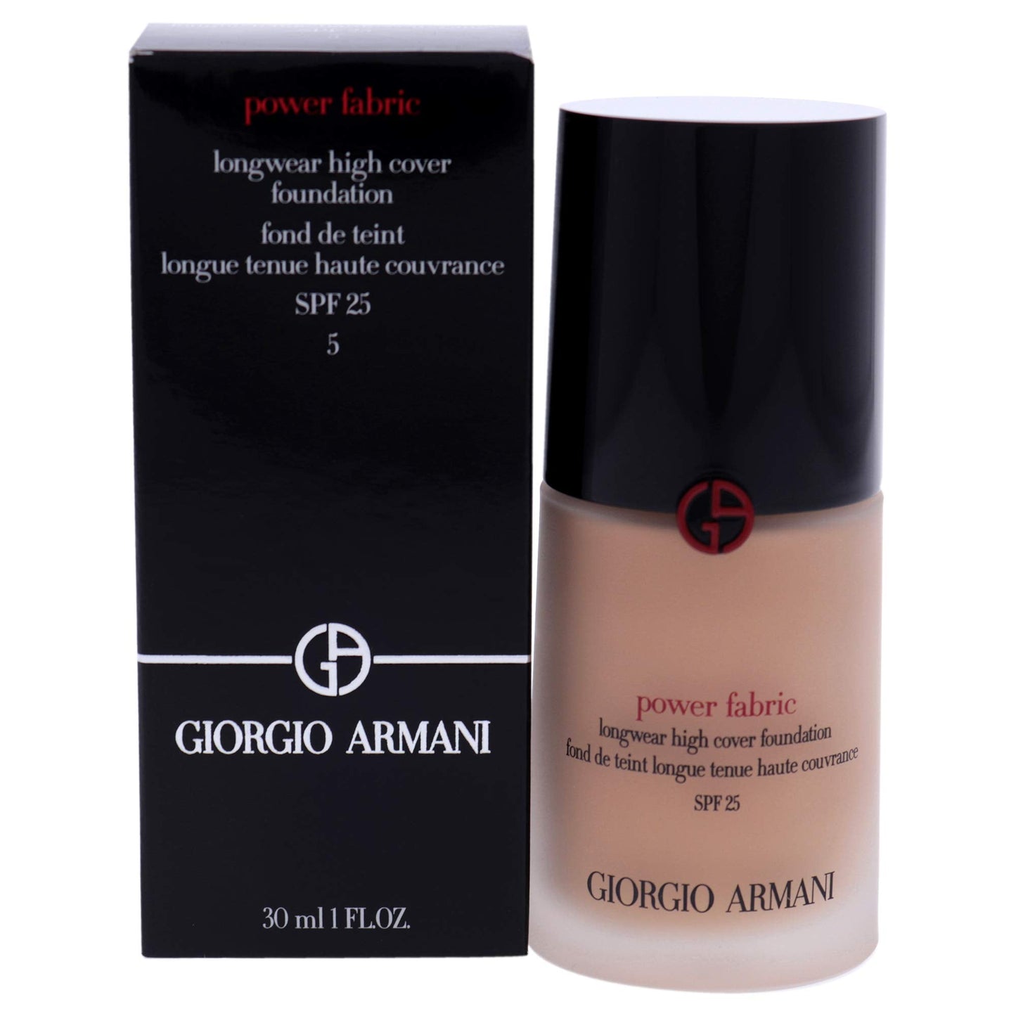 GIORGIO ARMANI Power Fabric Longwear High Cover Foundation SPF 25, 5 Light, Neutral, 30 ml