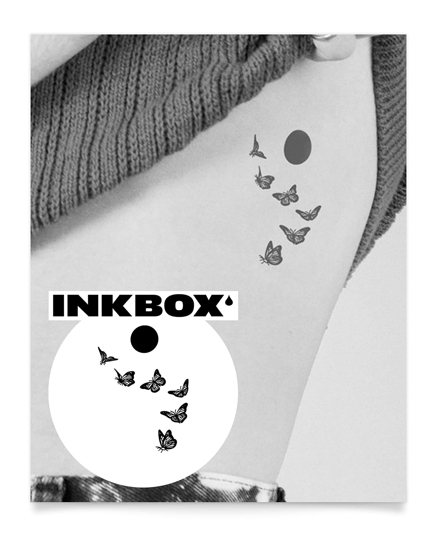 Inkbox Temporary Tattoos, Semi-Permanent Tattoo, One Premium Easy Long Lasting, Water-Resistant Temp Tattoo with For Now Ink - Lasts 1-2 Weeks (Butterfly Sun)