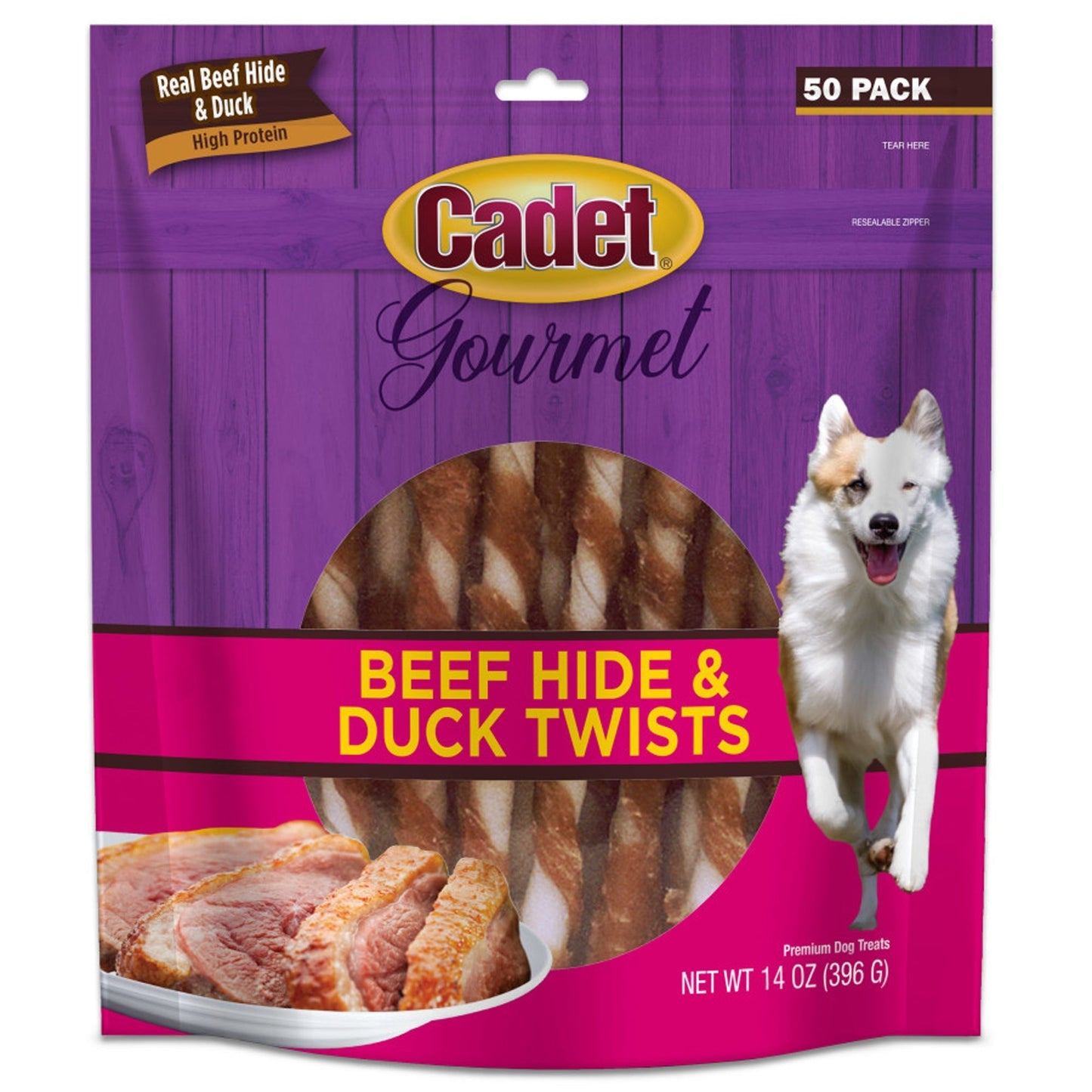 Cadet Gourmet Beef Hide & Duck Dog Twist Sticks Beef Hide & Duck 1ea/5 In, (50 ct)