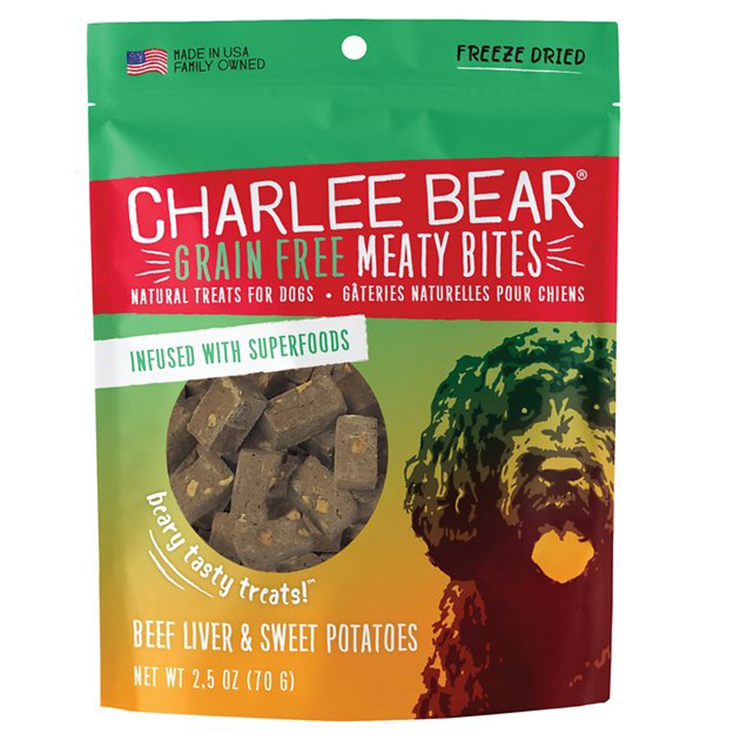 Charlee Bear Dog Meaty Bites Beef Liver And Sweet Potato 2,5oz,