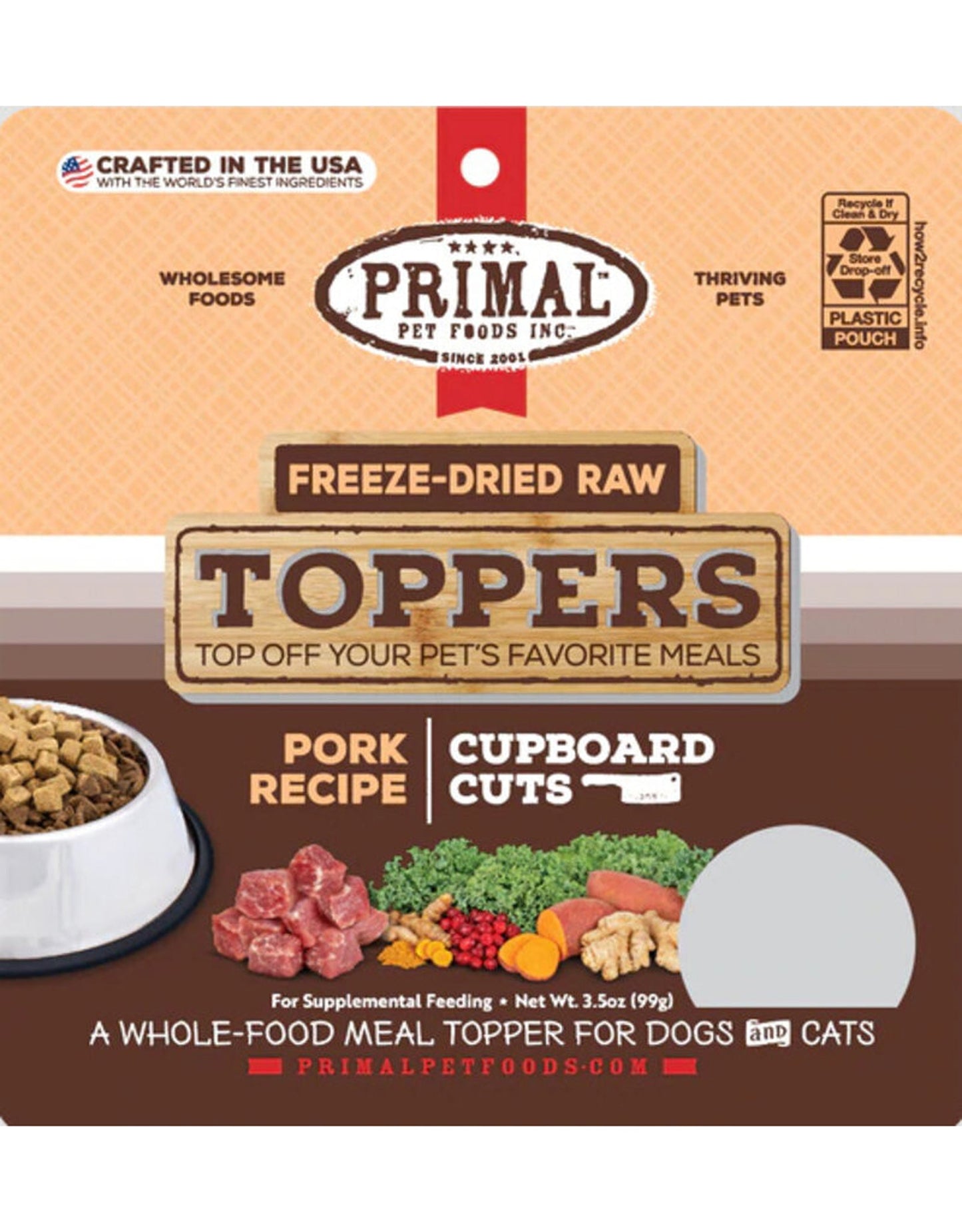 Primal Dog-Cat Fd Raw Topper Cupboard Cuts Pork 3,5oz,