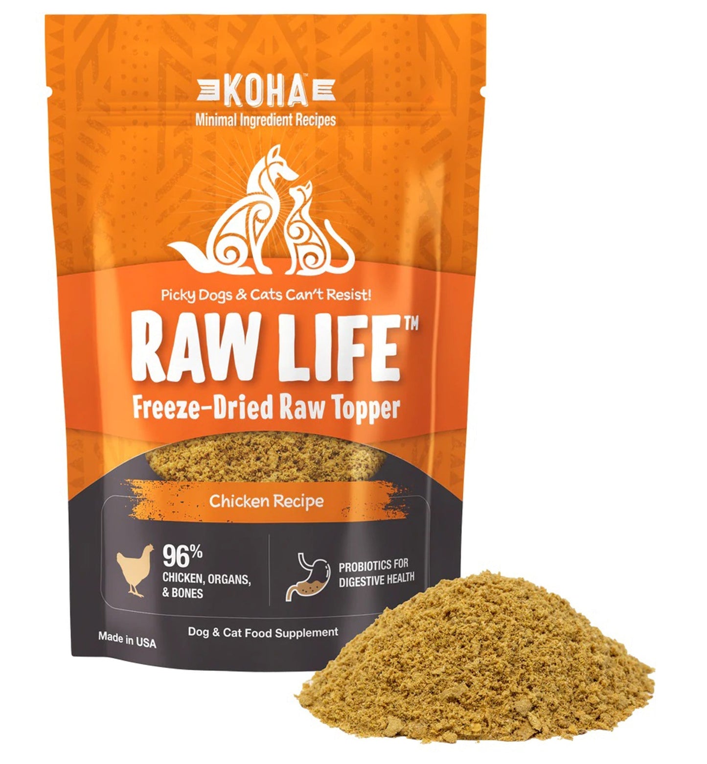 Koha Dog Cat Grain Free Raw Freeze Dried Topper Chicken 8oz,