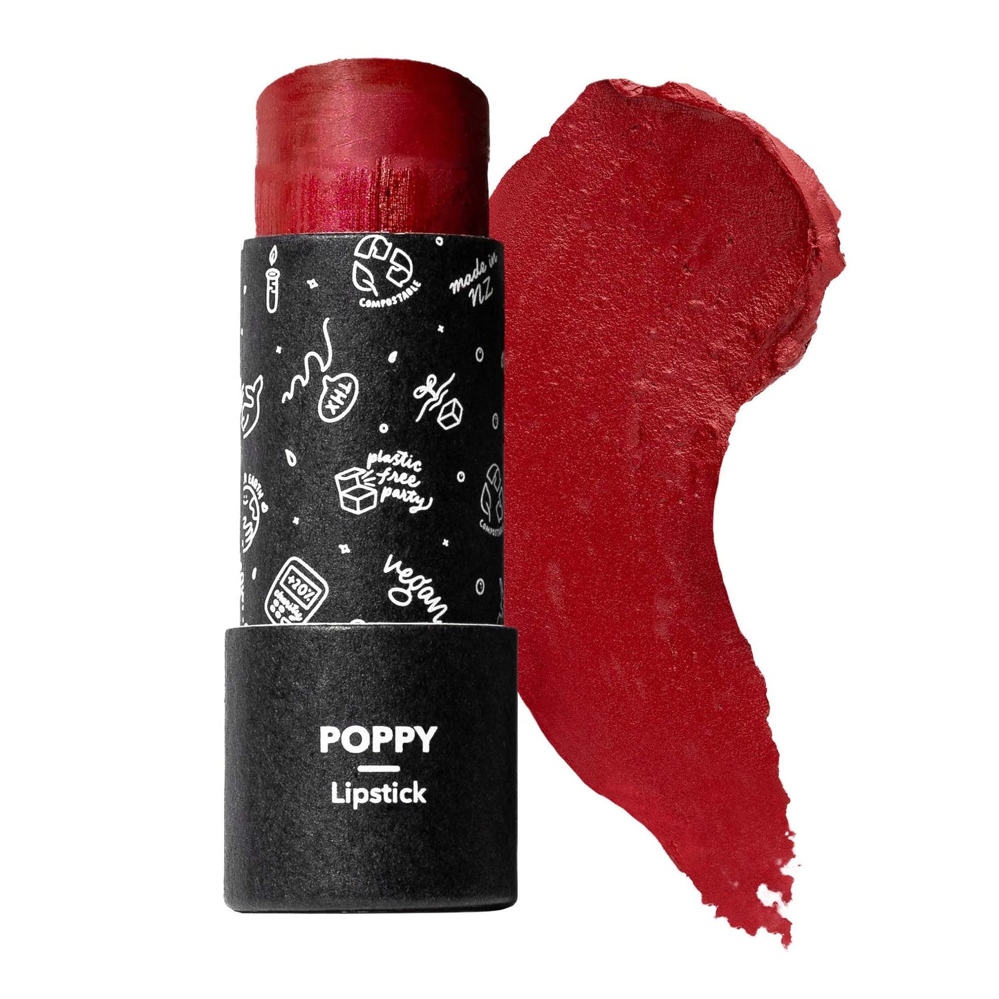 Ethique Poppy Satin Matte Lipstick - Ruby Red - Plastic-Free, Vegan, Cruelty-Free, Eco-Friendly, 0.28 oz (Pack of 1)