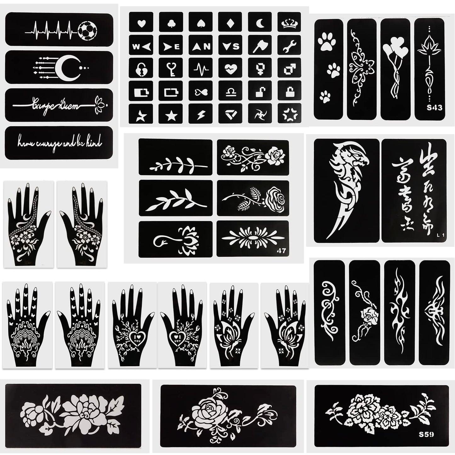 Kapopi Henna Tattoo Stencil Kit , Henna sexy temporary tattoo stickers For Women, girls and teenagers,Body Art Painting (Henna Tattoo Kit A)