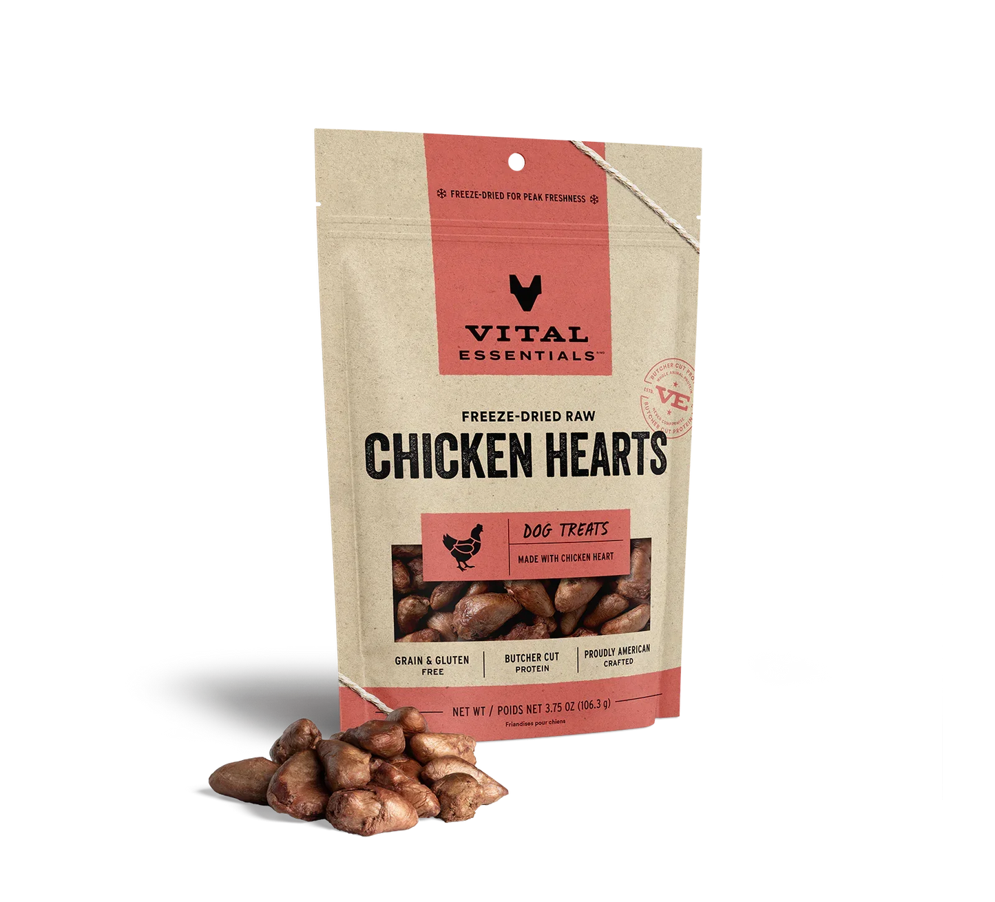 Vital Essentials Dog Freeze-Dried Treat Chicken Hearts 3,75oz,