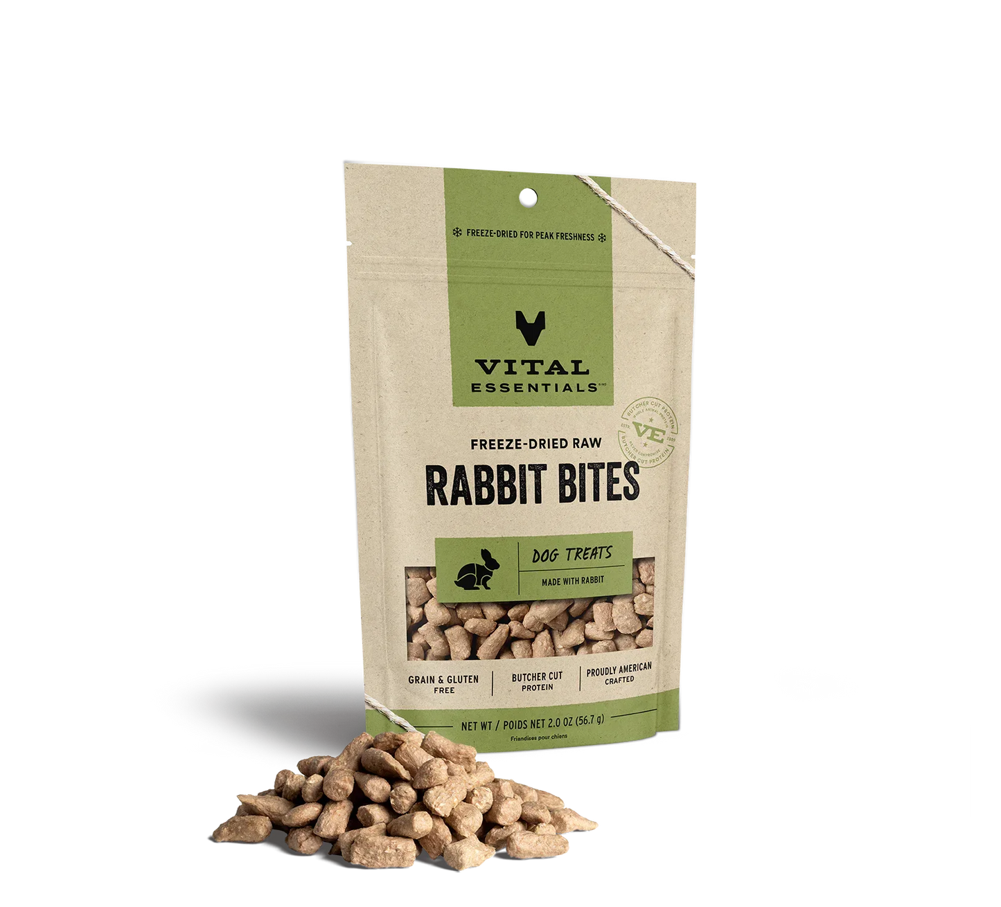 Vital Essentials Dog Freeze-Dried Treat Bites Rabbit 2oz,