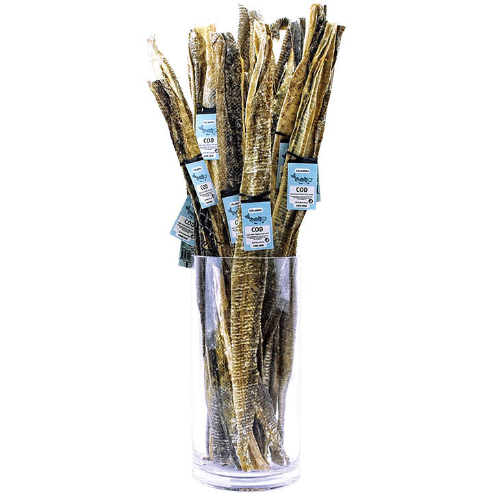 Icelandic Long Cod Skin Strips (20 Strips; Approx 1-Lb)