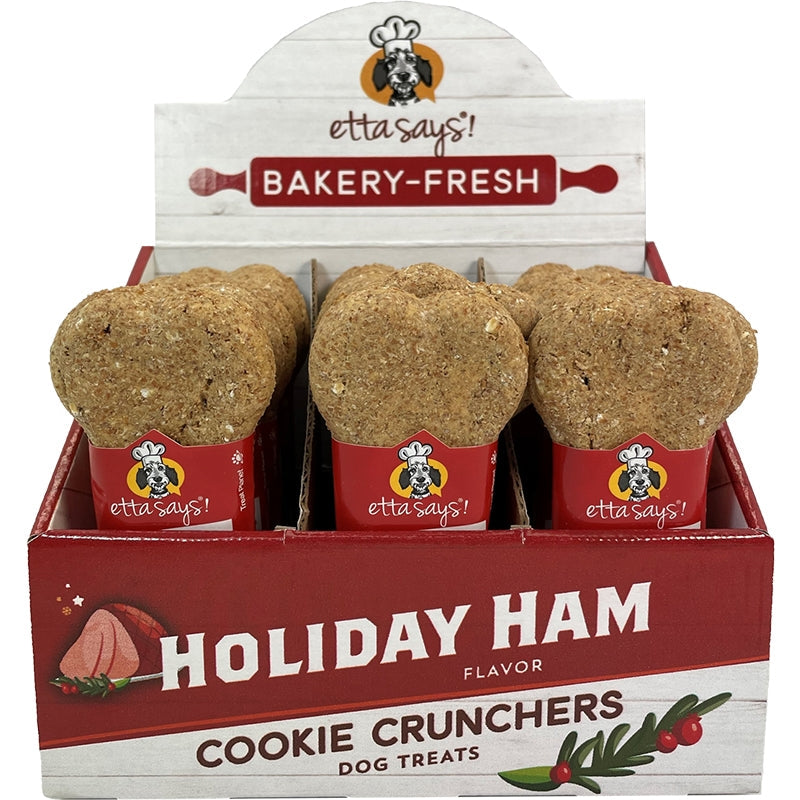 Etta Says Dog 5 Inches Holiday Ham Cookie Cruncher 1oz, 24 Count