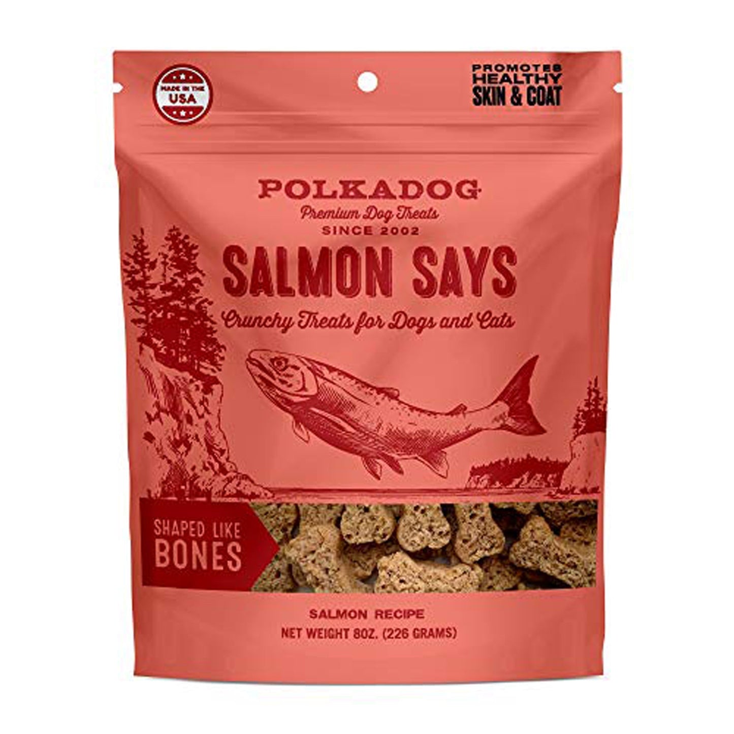 Polka Dog - Salmon Says Bone Shaped - 8oz,