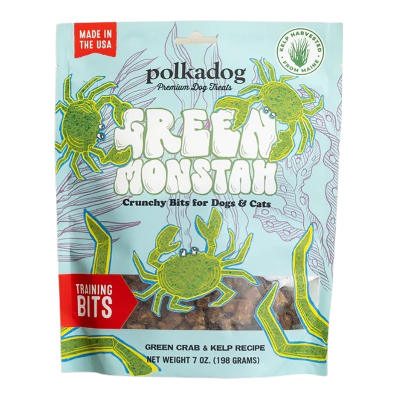 Polka Dog Bakery Dog Green Monstah Bits 7oz, Pouch