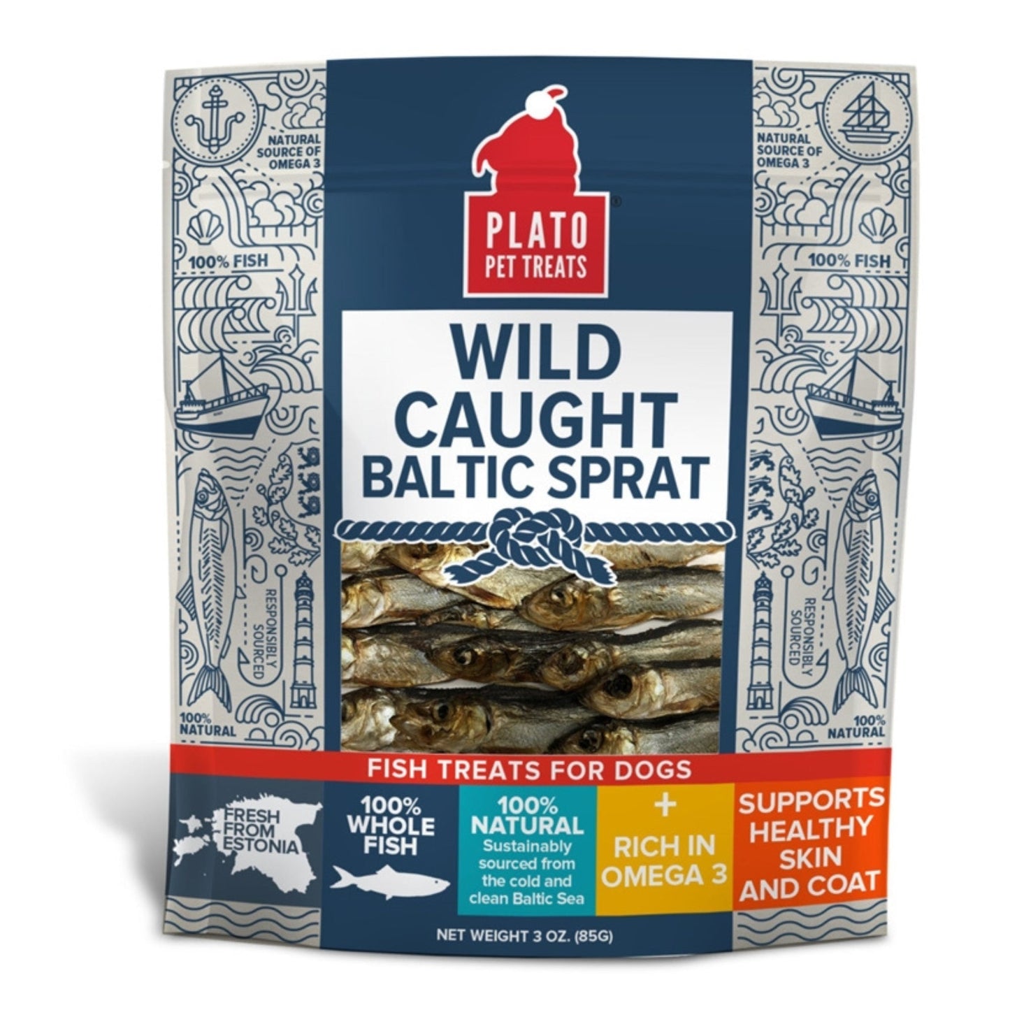Plato Dog Treats Wild Caught Baltic Sprat 3oz,