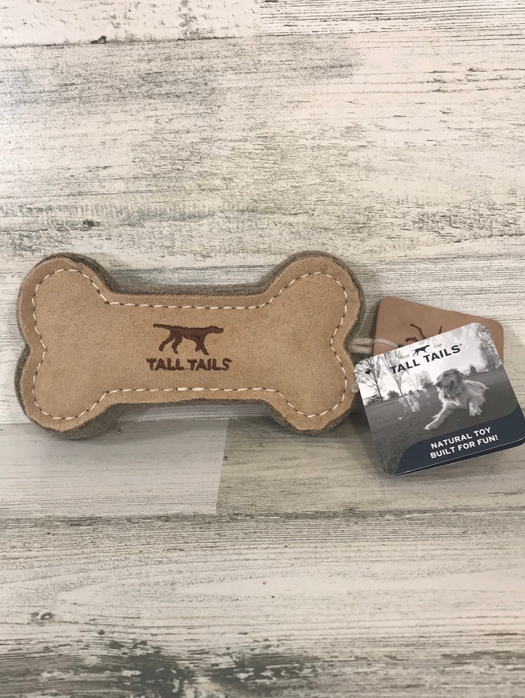 Tall Tails Natural Wool & Leather Bone Dog Toy, 6"