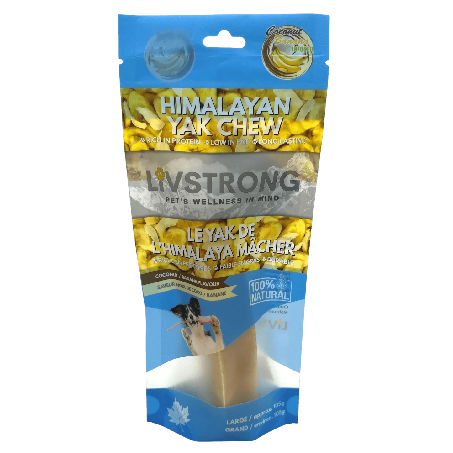 Livstrong Himalayan Yak Cheese Treat With Coconut & Banana Large Dog Treats Large | PetMax Canada