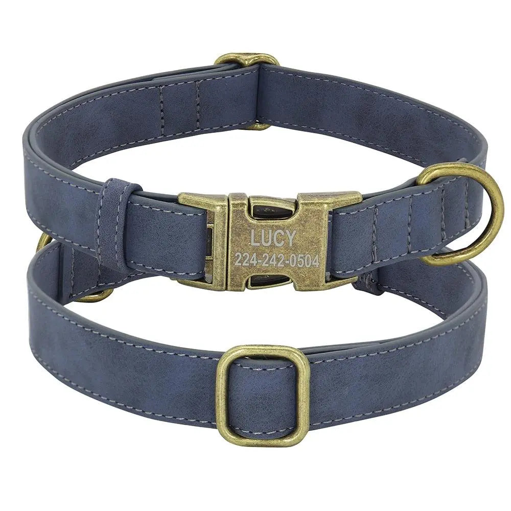 Custom Leather Collar with Buckle - Engrave Your Pet's ID GROOMY