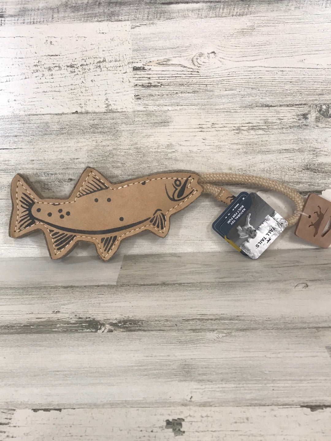 Tall Tails Leather & Wool Trout toy 16"