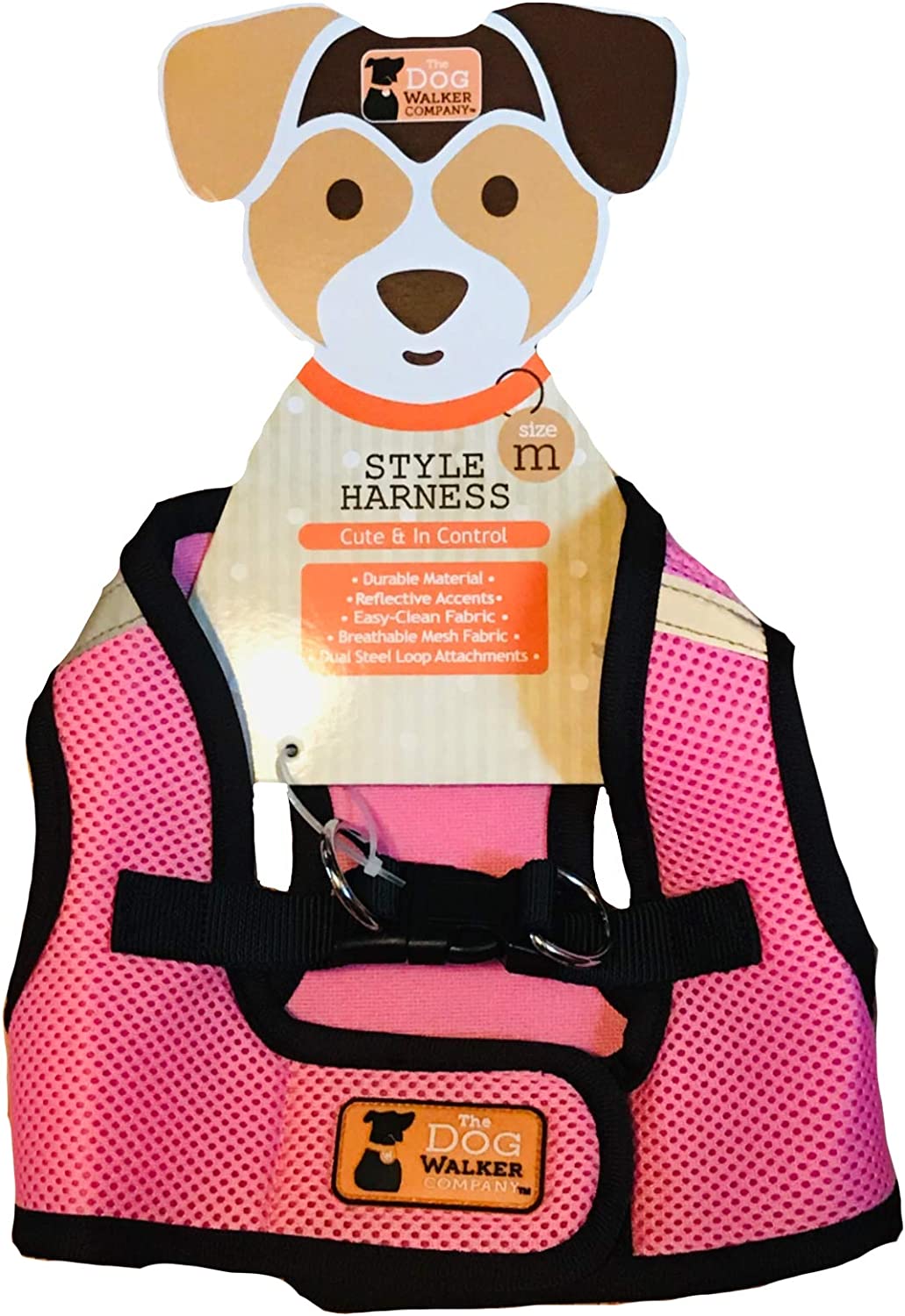 Elite Pet The Dog Walker Company Cute & In Control Reflector Pink Style Dog Cat Premium Pet Harness - Aura In Pink Inc.