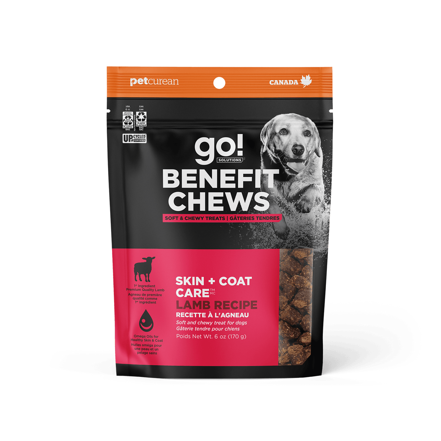 Go! Benefit Chews Skin + Coat Soft and Chewy Treats Lamb Recipe For Dogs