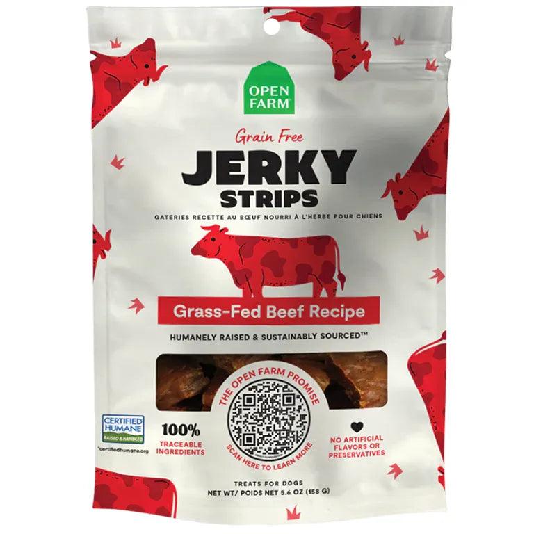 Open Farm Grain-Free Grass-Fed Beef Jerky Strips Dog Treats