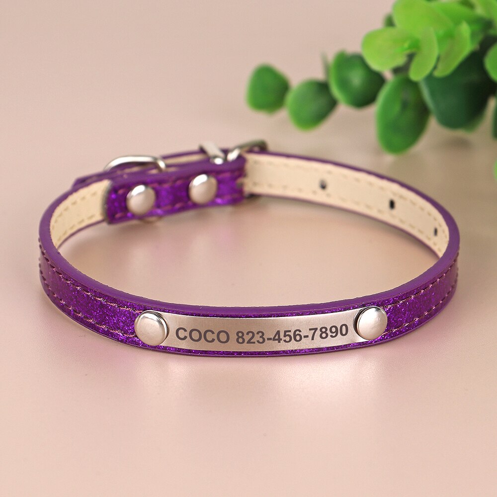 Anti-lost Cat ID Collar Personalized Puppy Cat Collars Necklace Free Engraved ID Name Tag For Kitten Cats Small Dogs Bling GROOMY