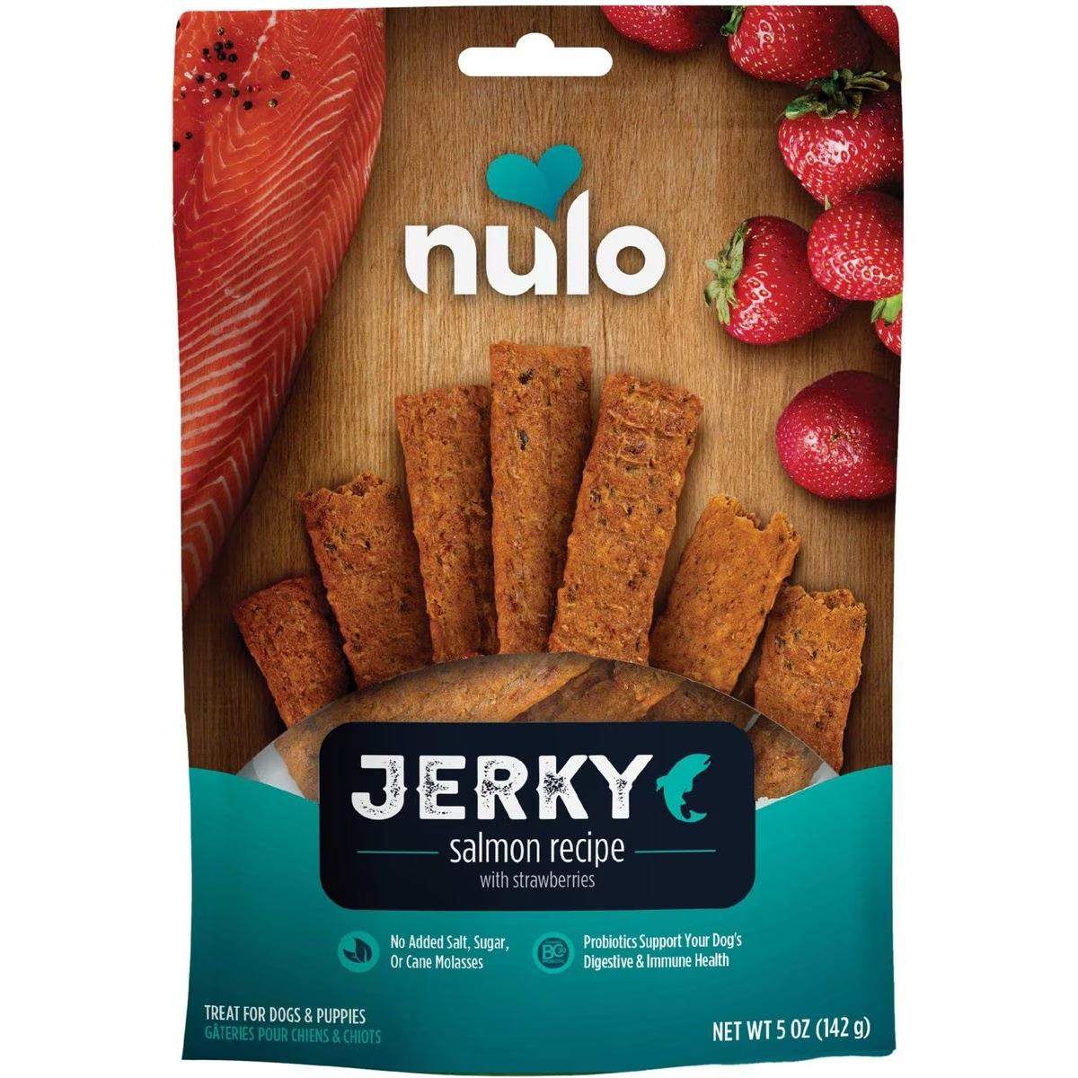 Nulo Freestyle Grain-Free Salmon Recipe with Strawberries Jerky Dog Treats