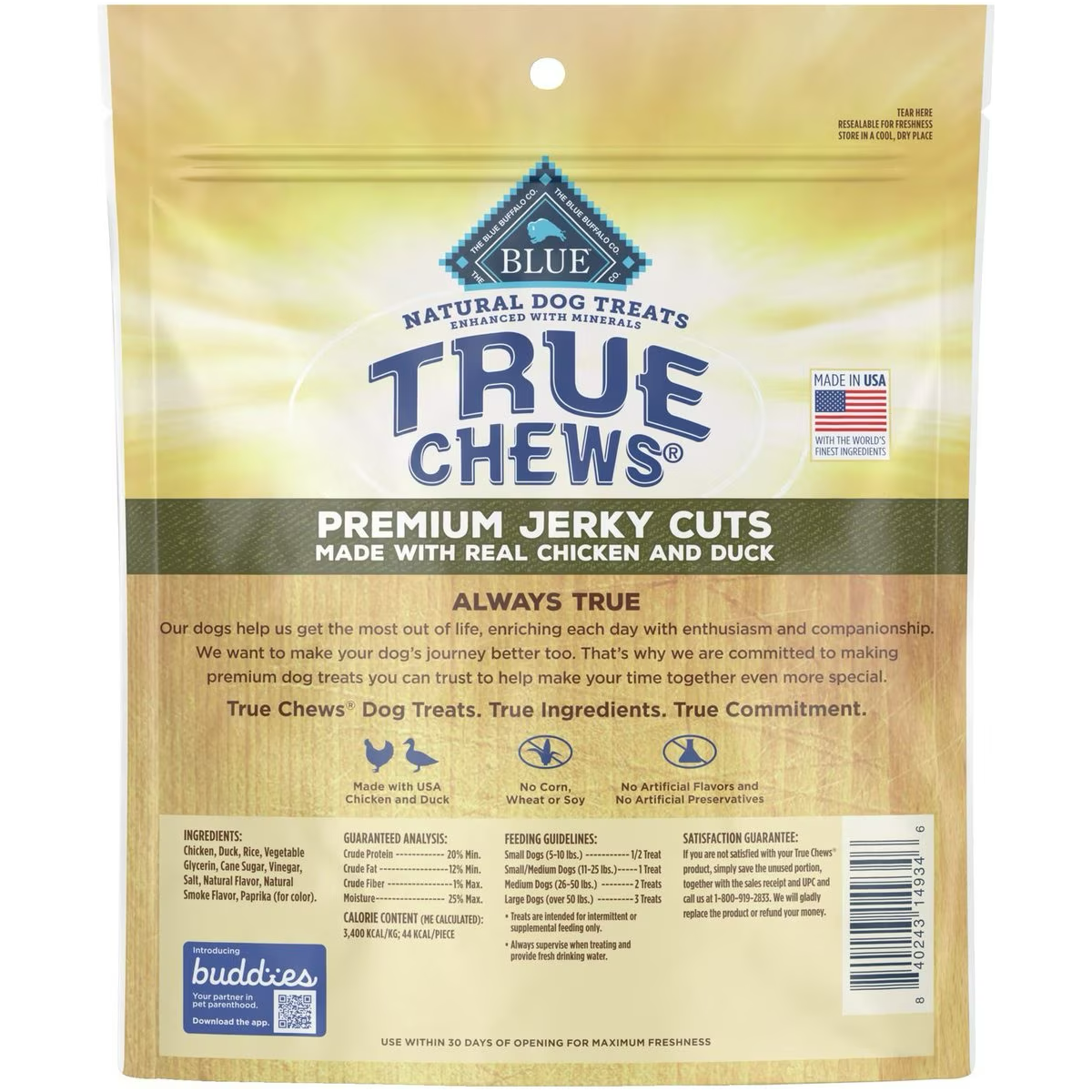 Blue True Chews Dog Treats Jerky Chicken & Duck
