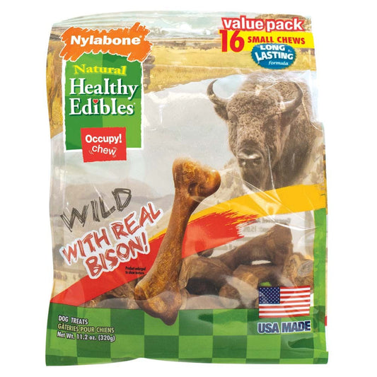 Nylabone Healthy Edibles WILD Natural Long Lasting Bison Flavor Dog Chew Treats Bison 1ea/SMall - Up To 25 lb, 16 ct