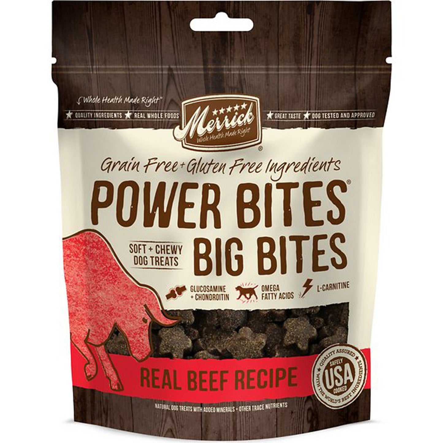Merrick Dog Power Bites Big Beef 14oz,