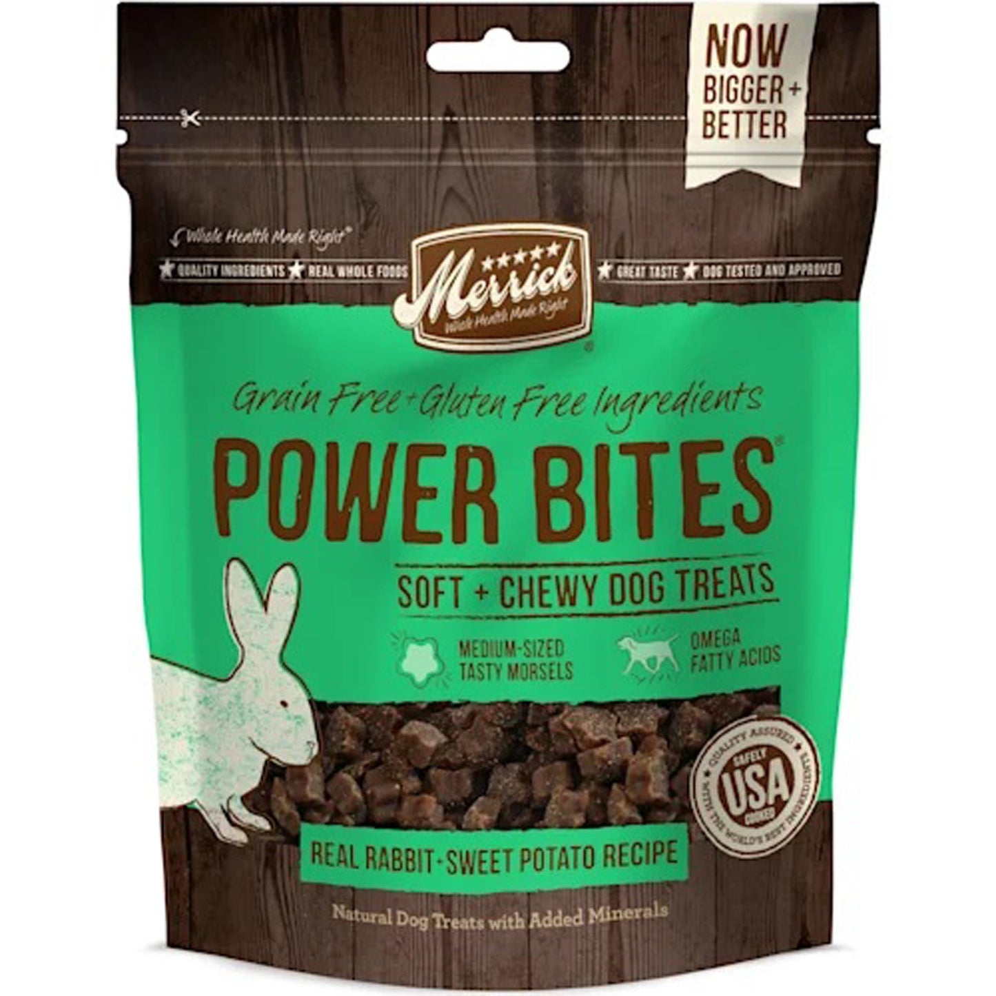 Merrick Dog Power Bites Rabbit Treats 6oz, (Case Of 6)