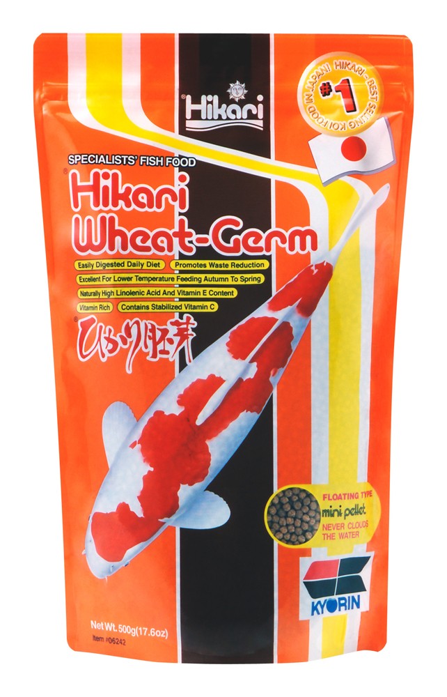 Hikari USA Wheat-Germ Floating Pellet Fish Food for Koi; Goldfish and Other Pond Fishes 17,6 oz Mini