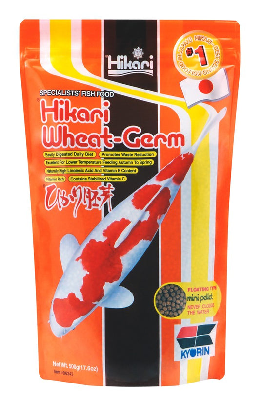 Hikari USA Wheat-Germ Floating Pellet Fish Food for Koi; Goldfish and Other Pond Fishes 17,6 oz Mini