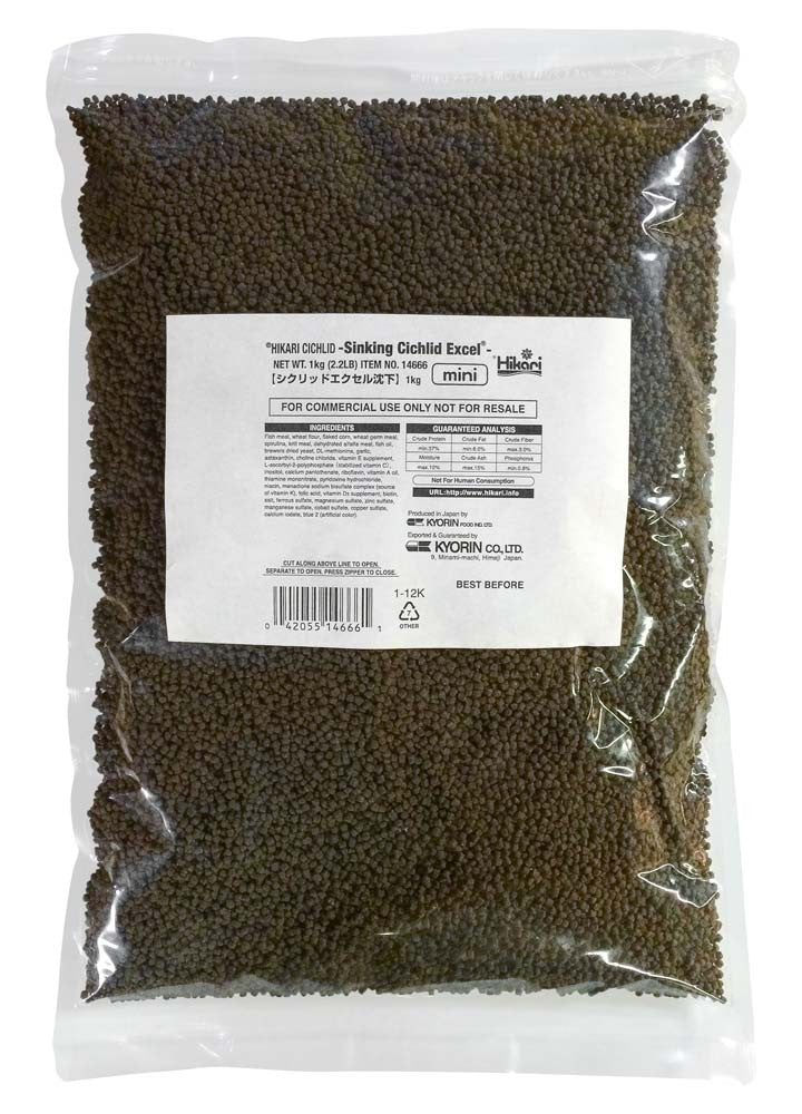 Hikari USA Cichlid Excel Sinking Pellets Fish Food 2,2 lb Mini