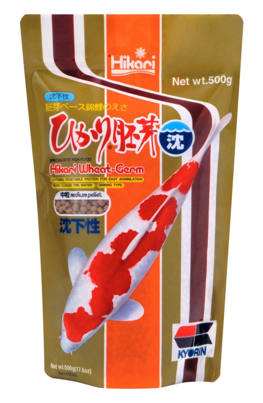 Hikari USA Wheat-Germ Sinking Pellet Fish Food for Koi; Goldfish and Other Pond Fishes 17,6 oz Medium