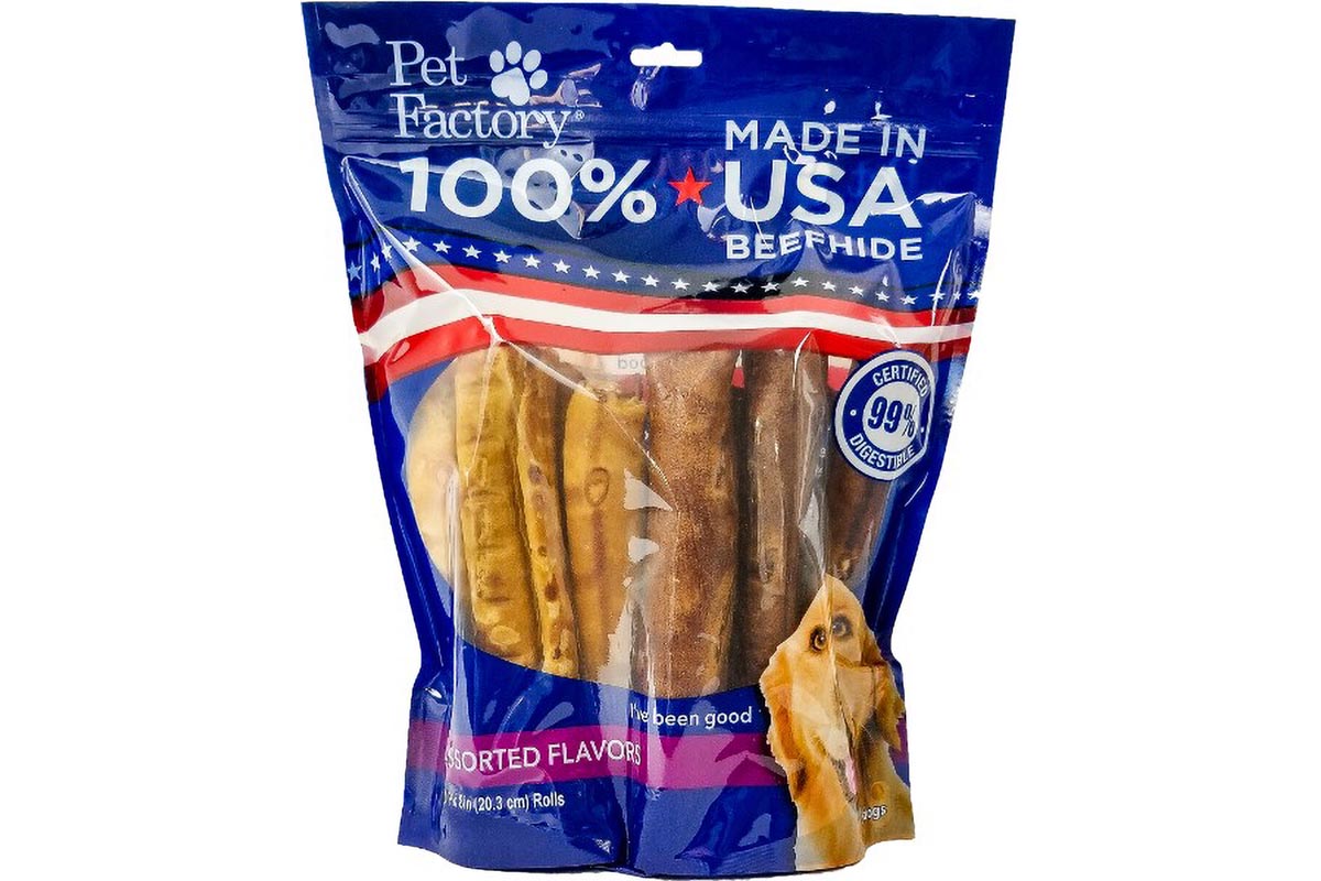 Pet Factory Made in USA Beefhide Rolls - 7-8", Flavored Dog Treat