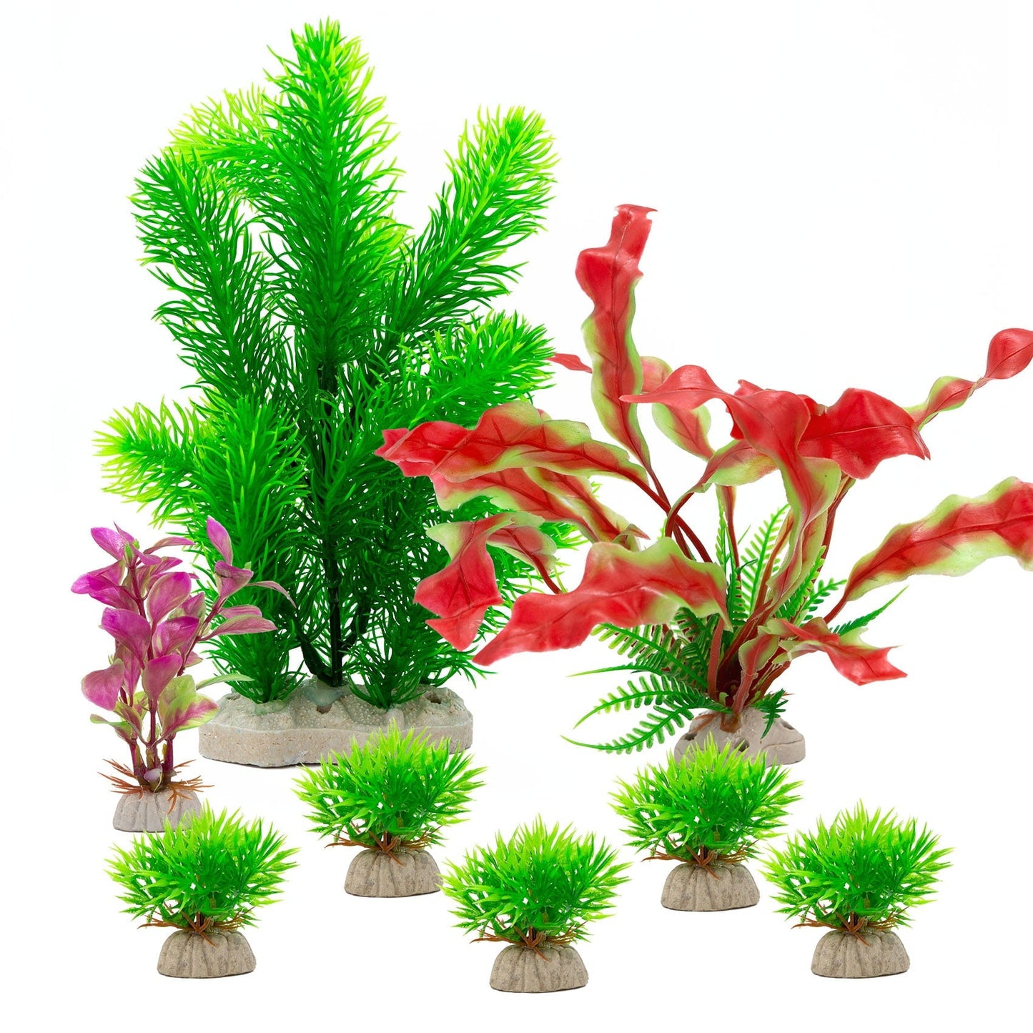 Artificial Fish Tank Accessories with Aquarium Plants 8 Pieces