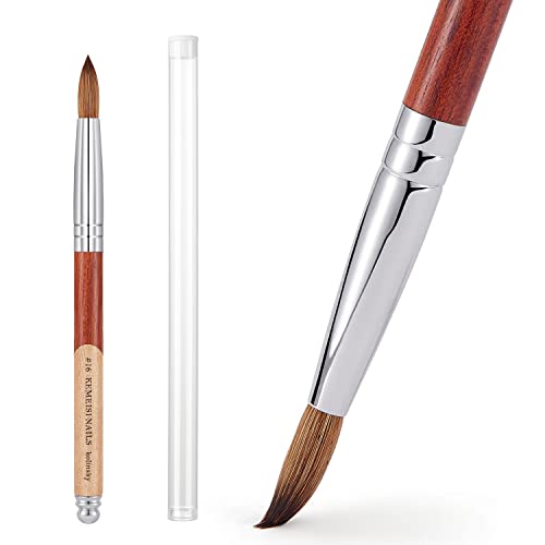 KEMEISI Acrylic Nail Brush #8 Round Shape Professional Kolinsky Nails Brush for Acrylic Application Manicure with 2-Color Matching Design Round Wood Handle (#16)